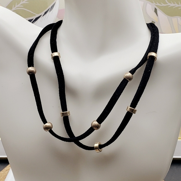 Mika Velvet Beaded Spacer Double Strand Choker - Picture 5 of 5